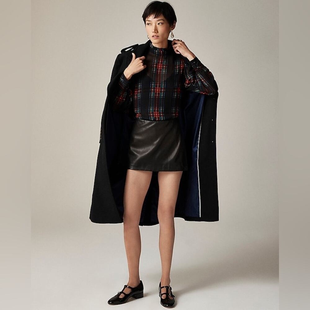 J.Crew Ruffleneck top in Stewart tartan chiffon Size M CF439